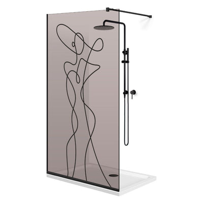 Paravan dus Walk-in, Perete dus  Negru, #Bronz #Bronz