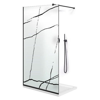Paravan dus Walk-in, Perete dus  Negru, #Mat #Matt