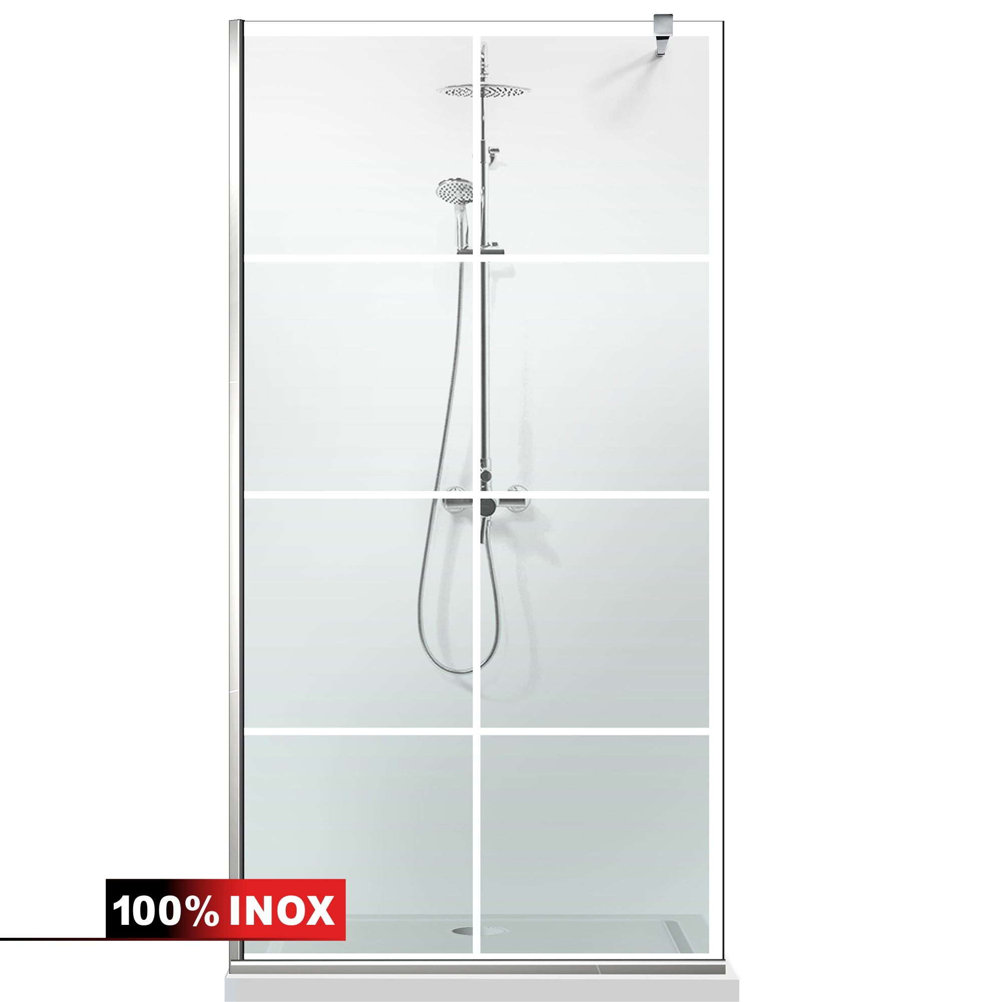 Paravan dus Walk-in, Perete dus  Inox, #Clara