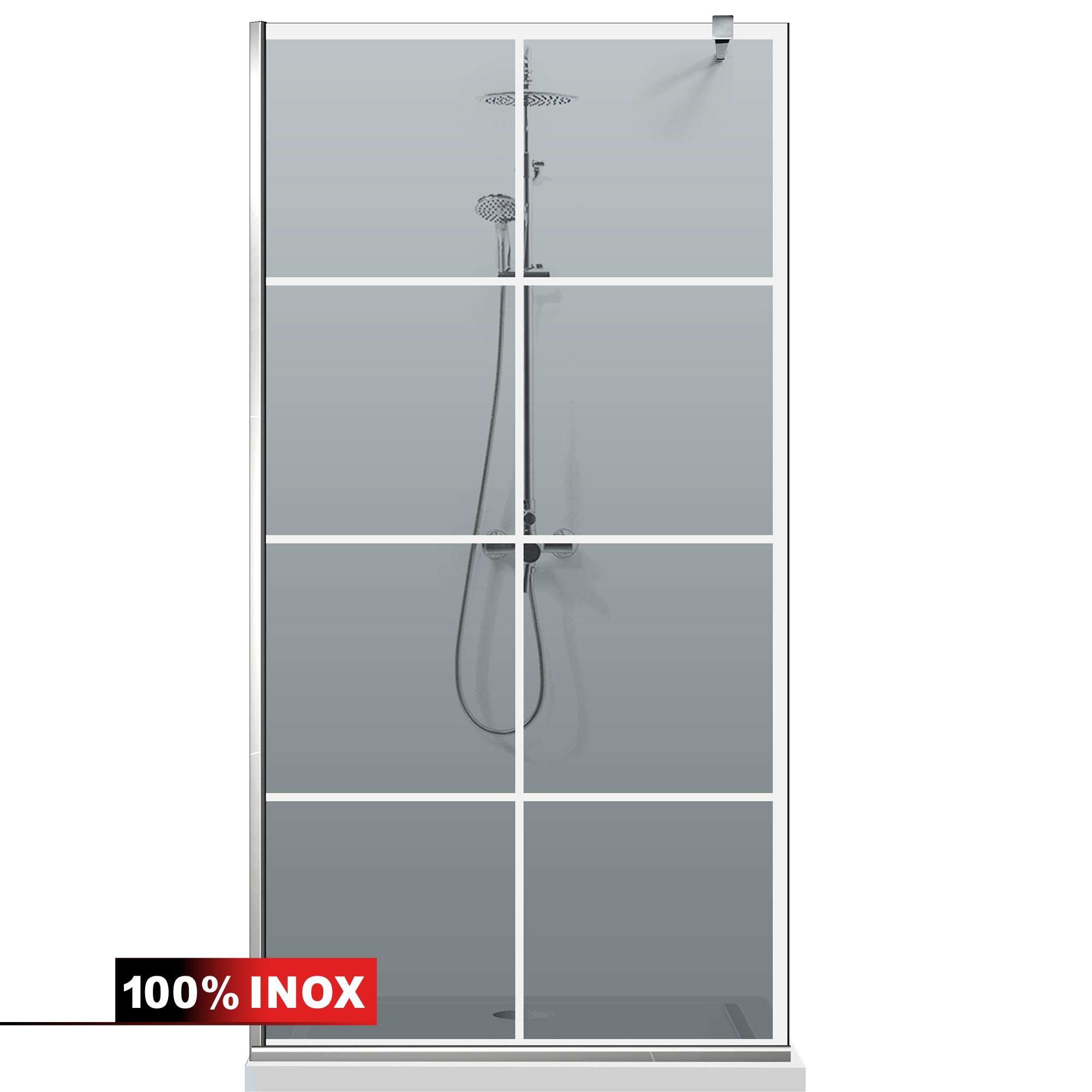 Paravan dus Walk-in, Perete dus  Inox, #Gri #Szürke