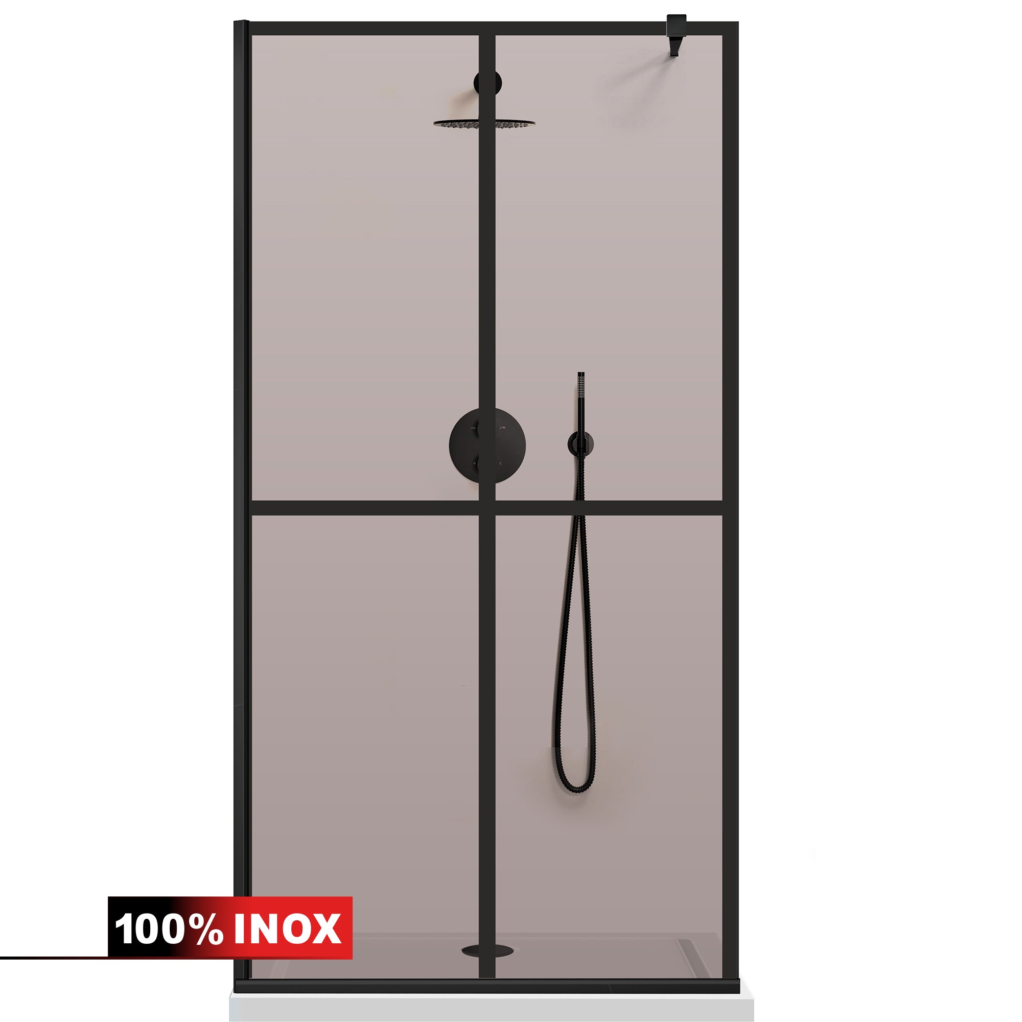Paravan dus Walk-in, Perete dus  Negru, #Bronz #Bronz