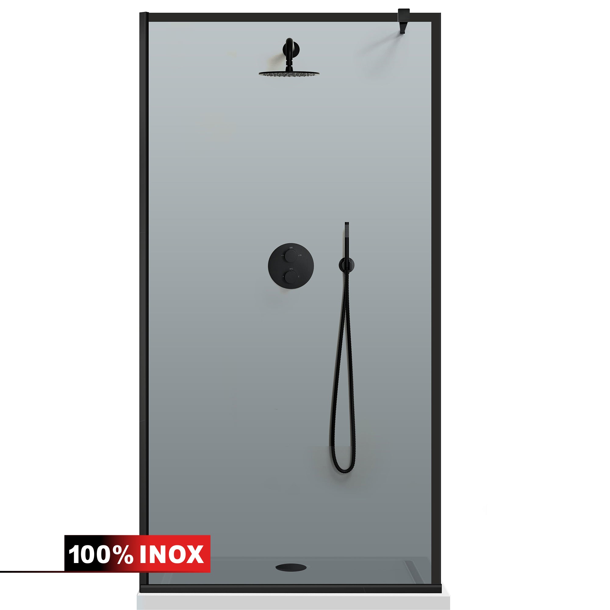 Paravan dus Walk-in, Perete dus  Negru, #Gri #Szürke