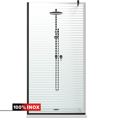 Paravan dus Walk-in, Perete dus  Negru, #Clara #Víztiszta