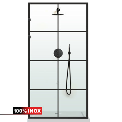 Paravan dus Walk-in, Perete dus Inox, negru mat, #Clara #Víztiszta