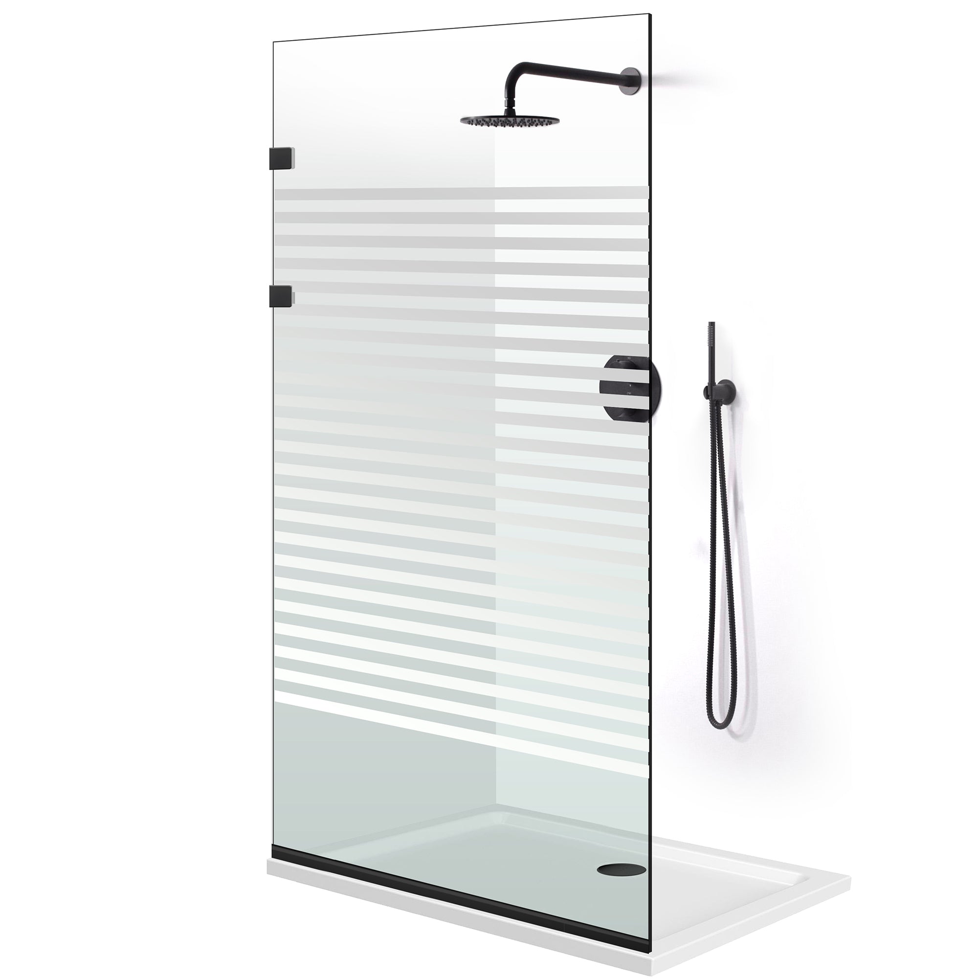 Paravan dus Walk-in, Perete dus Inox, negru mat, #Clara #Víztiszta