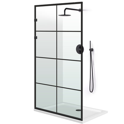 Paravan dus Walk-in, Perete dus Inox, negru mat, #Clara #Víztiszta