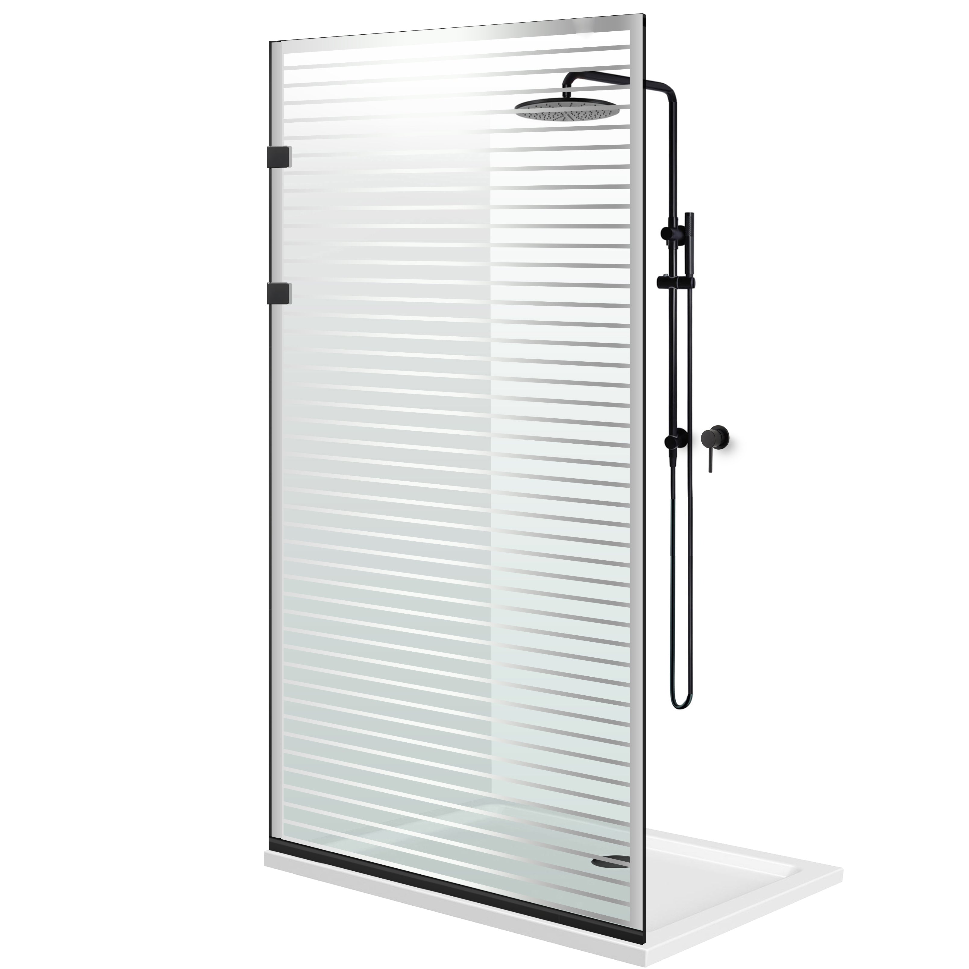 Paravan dus Walk-in, Perete dus Inox, negru mat, #Clara #Víztiszta
