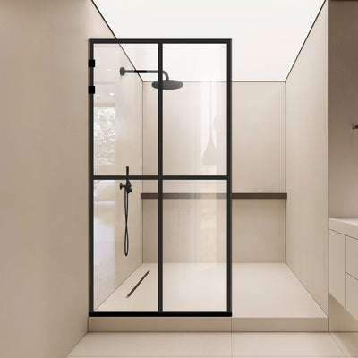Paravan dus Walk-in, Perete dus Inox, negru mat, #Clara #Víztiszta