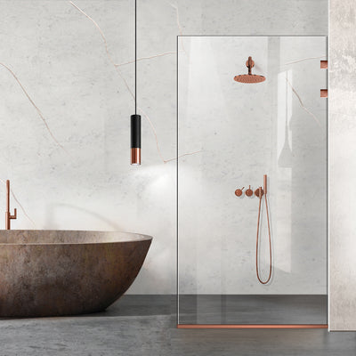 Paravan dus walk-in Aqua Elegance ® Copper, feronerie full inox cupru, sticla clara, securizata