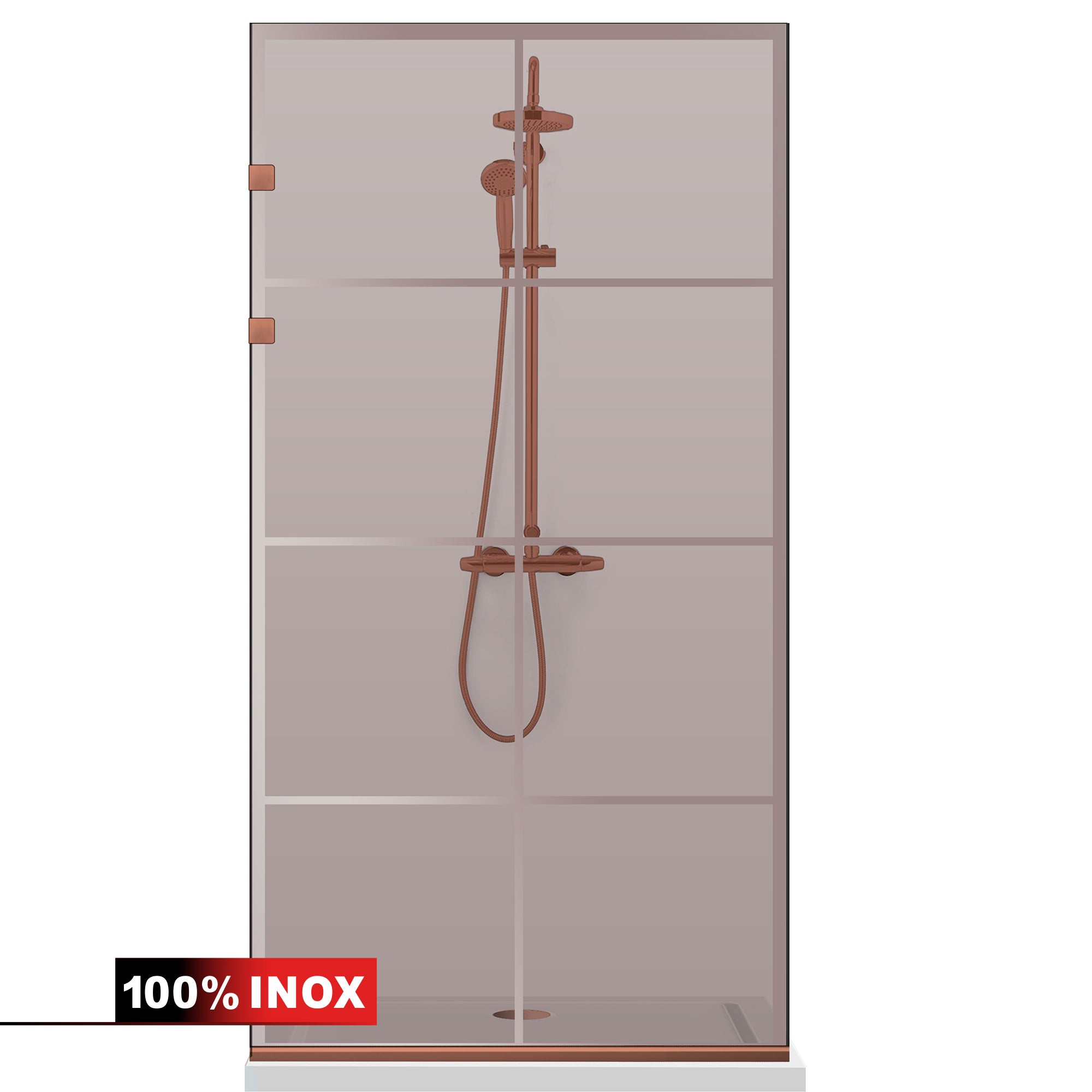 Paravan dus Walk-in, Perete dus Inox, cupru #Bronz