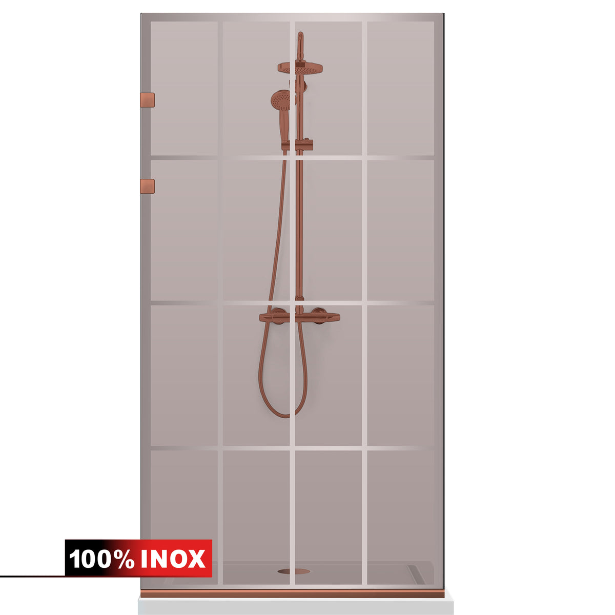 Paravan dus Walk-in, Perete dus Inox, cupru #Bronz