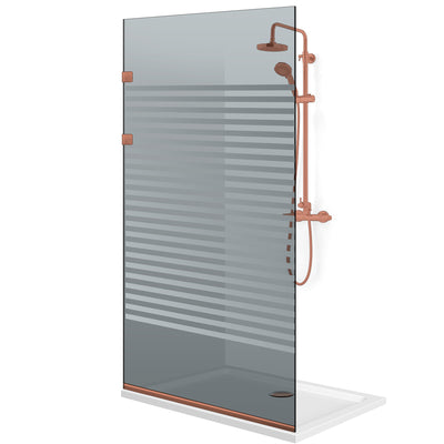Paravan dus Walk-in, Perete dus Inox, cupru #Gri