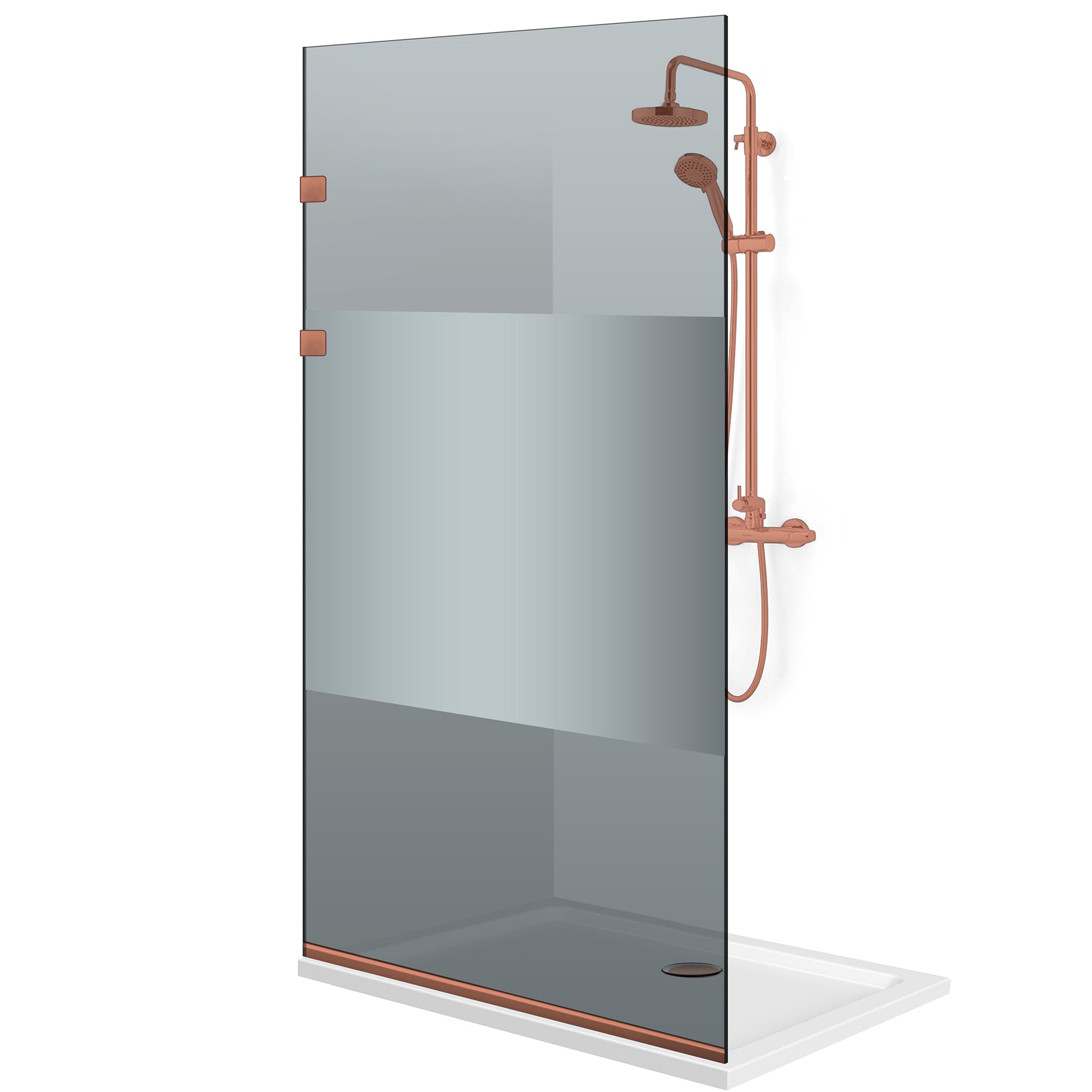 Paravan dus Walk-in, Perete dus Inox, cupru #Gri