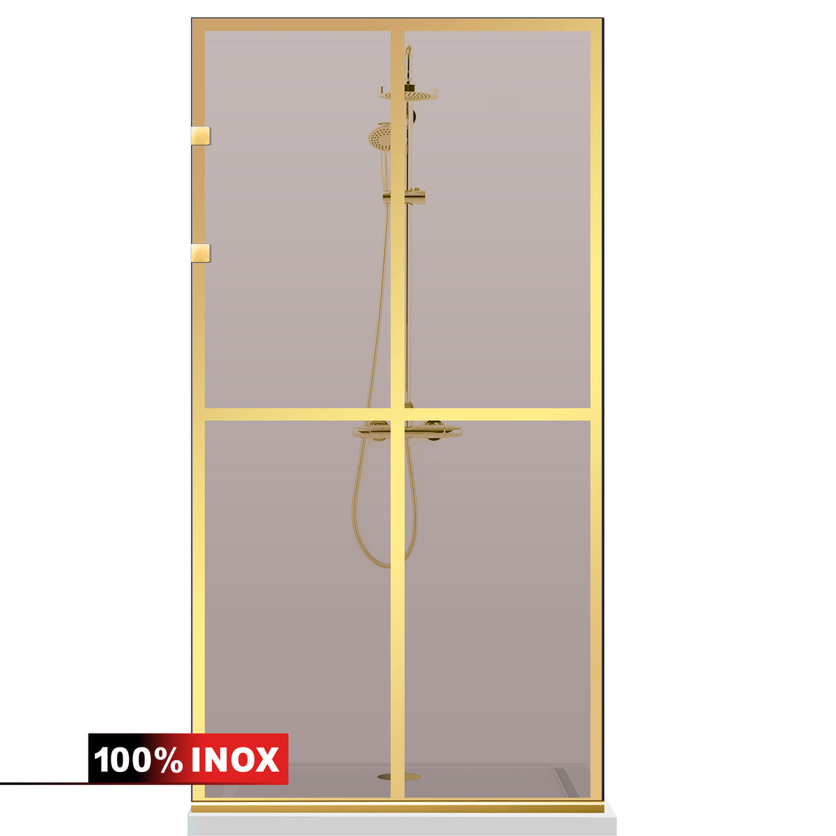 Paravan dus Walk-in, Perete dus Inox, auriu #Bronz