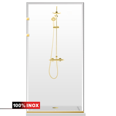 Paravan dus Walk-in, Perete dus Inox, auriu, #Clara #Víztiszta