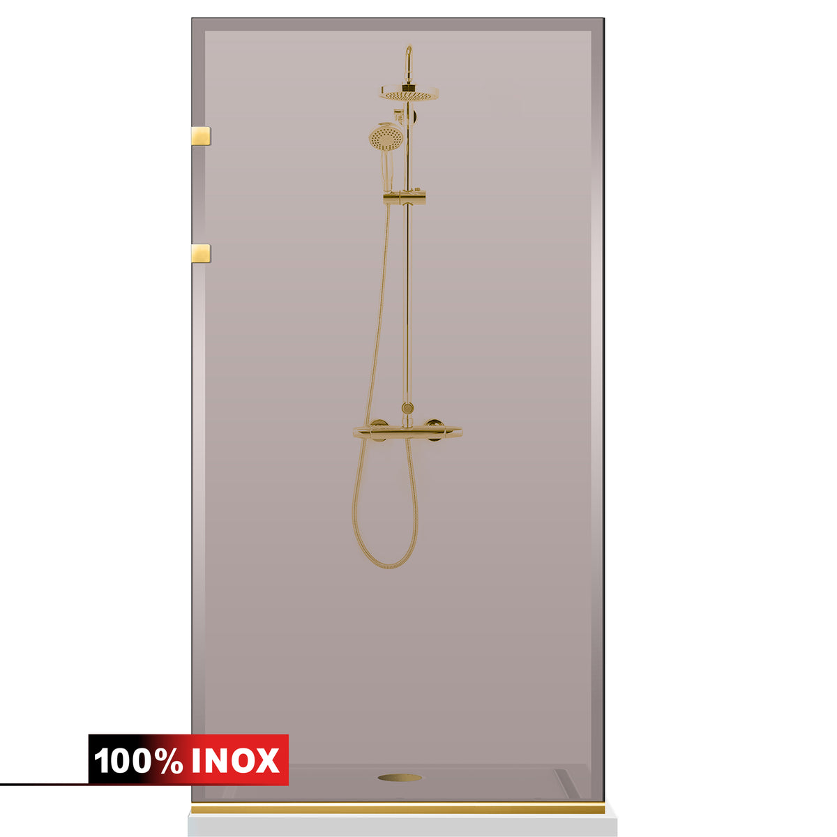 Paravan dus Walk-in, Perete dus Inox, auriu #Bronz