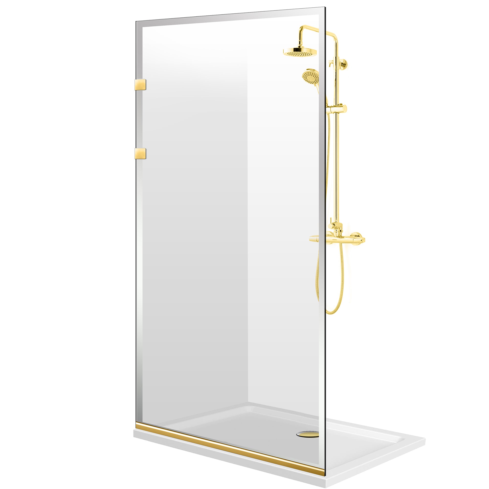 Paravan dus Walk-in, Perete dus Inox, auriu, #Clara #Víztiszta