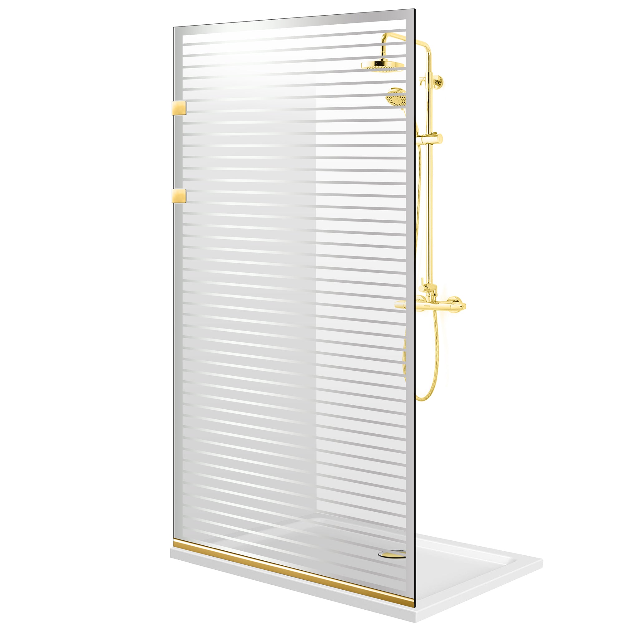 Paravan dus Walk-in, Perete dus Inox, auriu, #Clara #Víztiszta