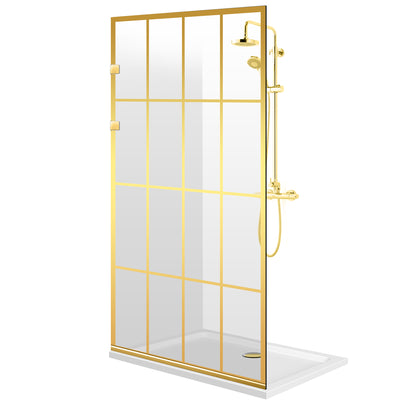 Paravan dus Walk-in, Perete dus Inox, auriu, #Clara #Víztiszta