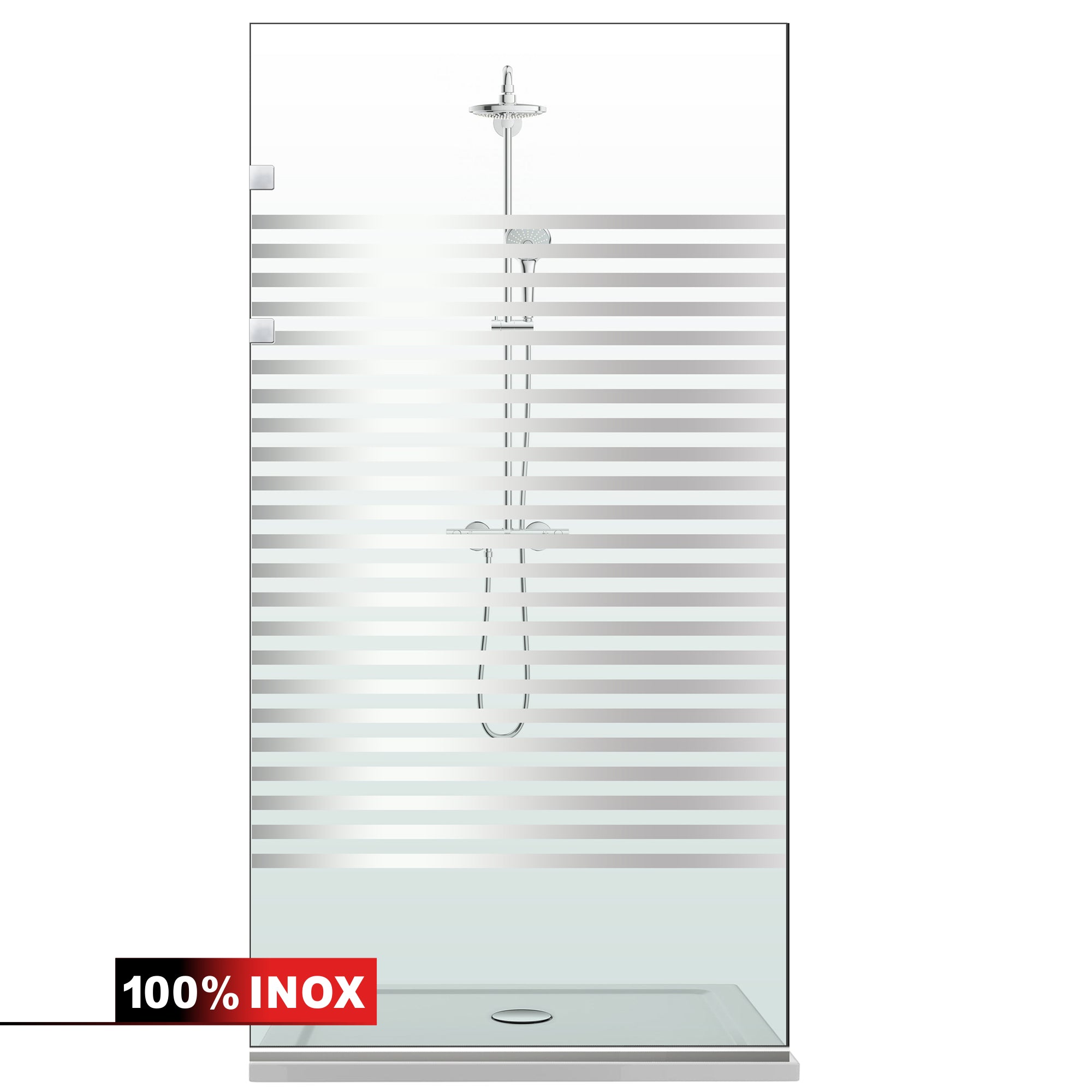 Paravan dus Walk-in, Perete dus Inox, #Clara