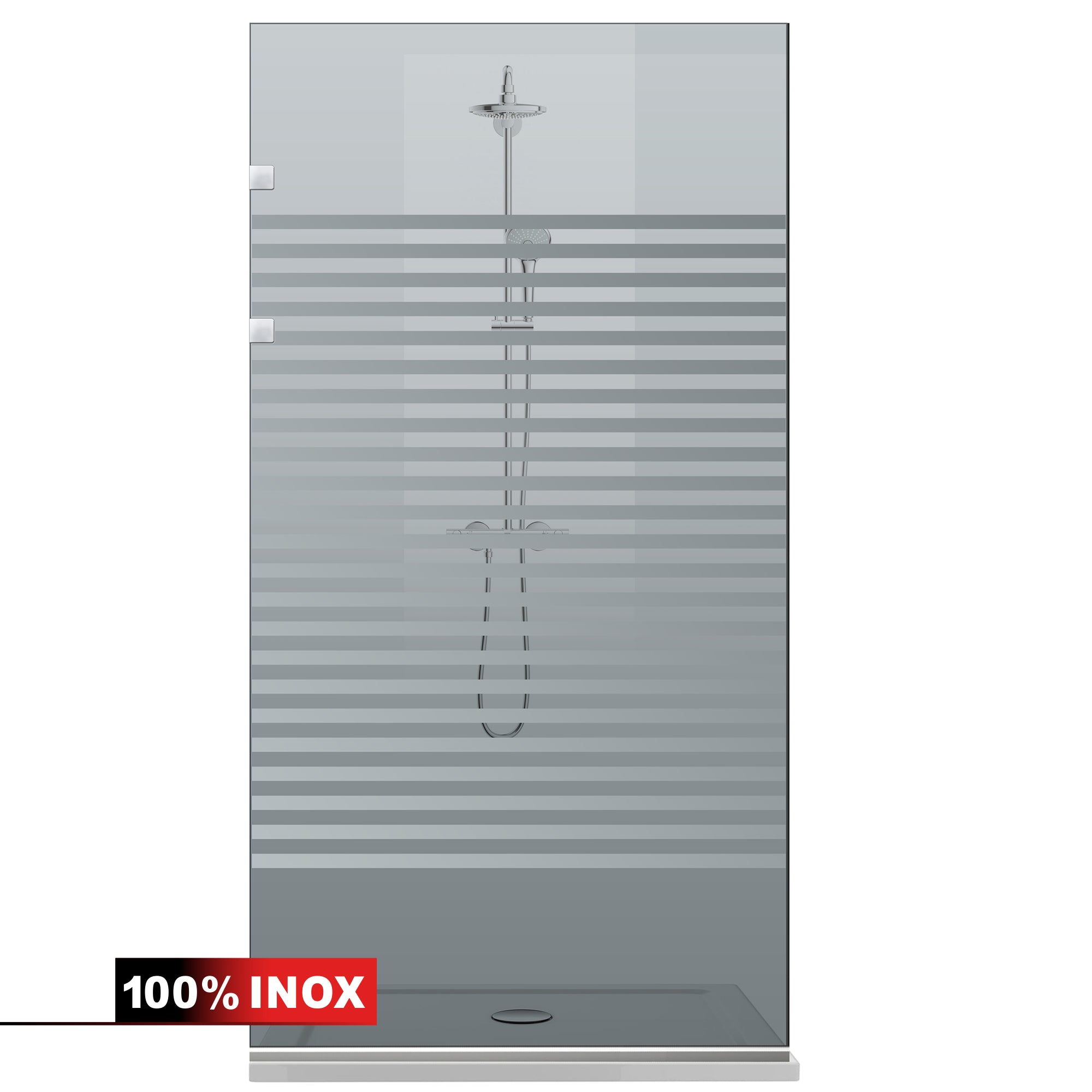 Paravan dus Walk-in, Perete dus Inox, #Gri