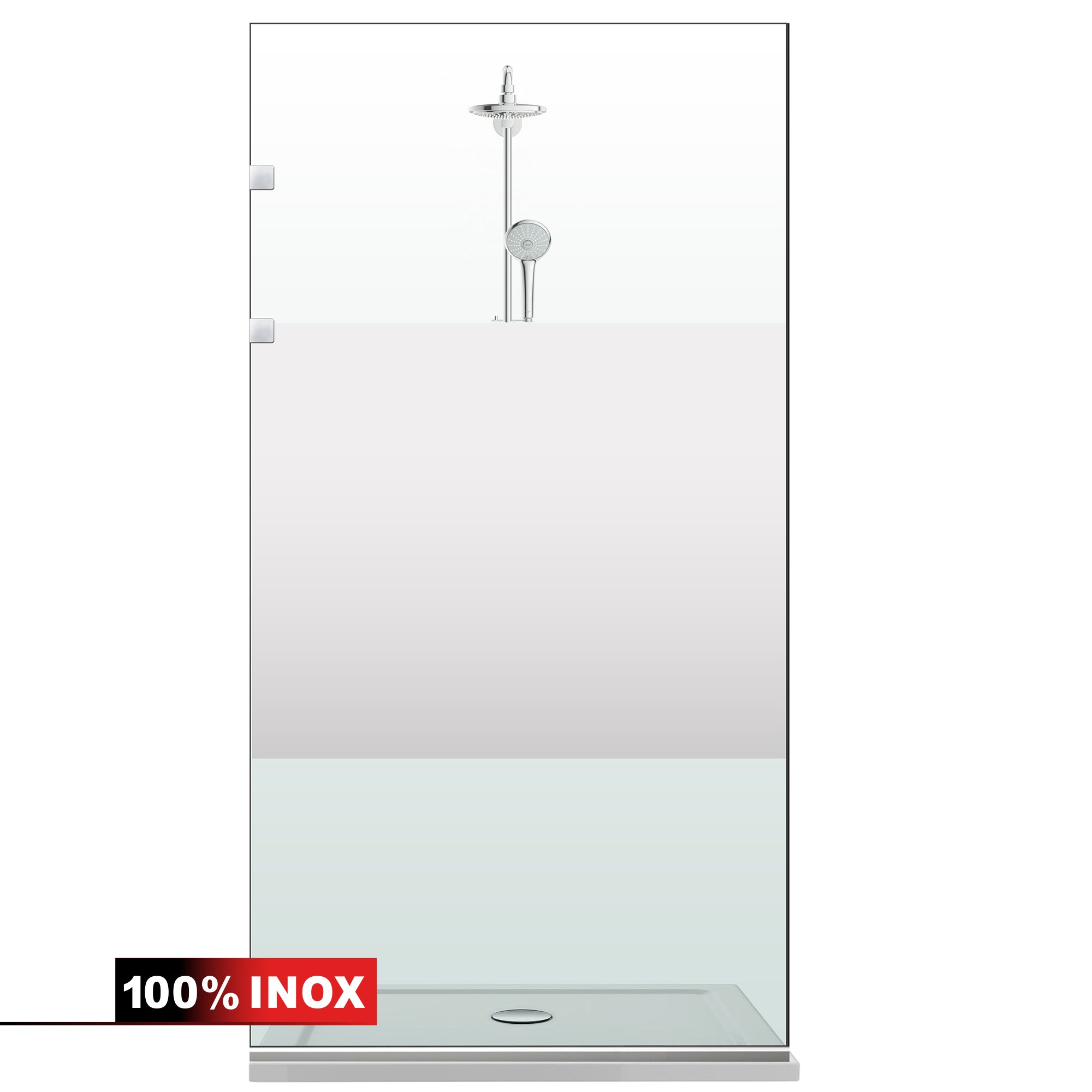 Paravan dus Walk-in, Perete dus Inox, #Clara