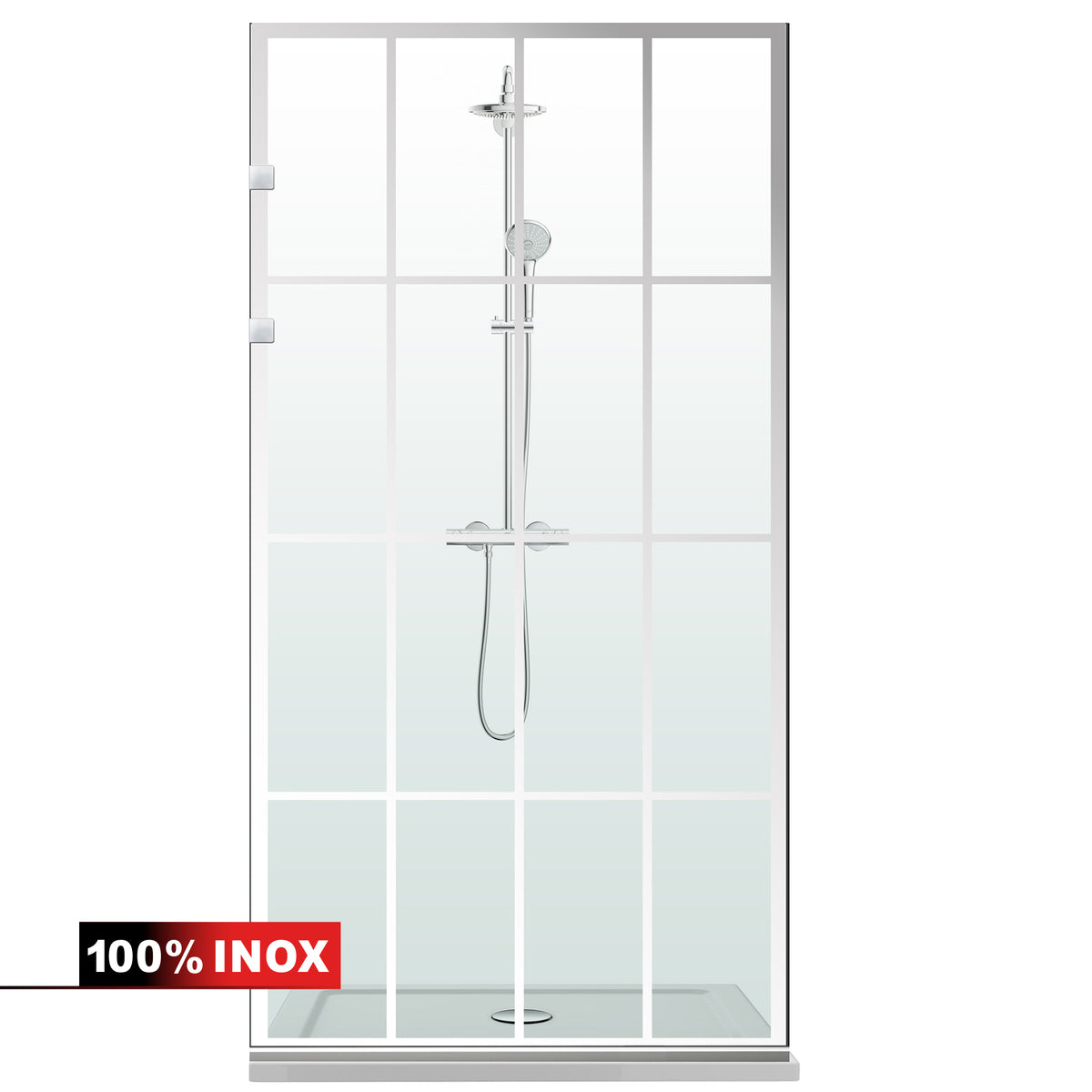 Paravan dus Walk-in, Perete dus Inox, #Clara