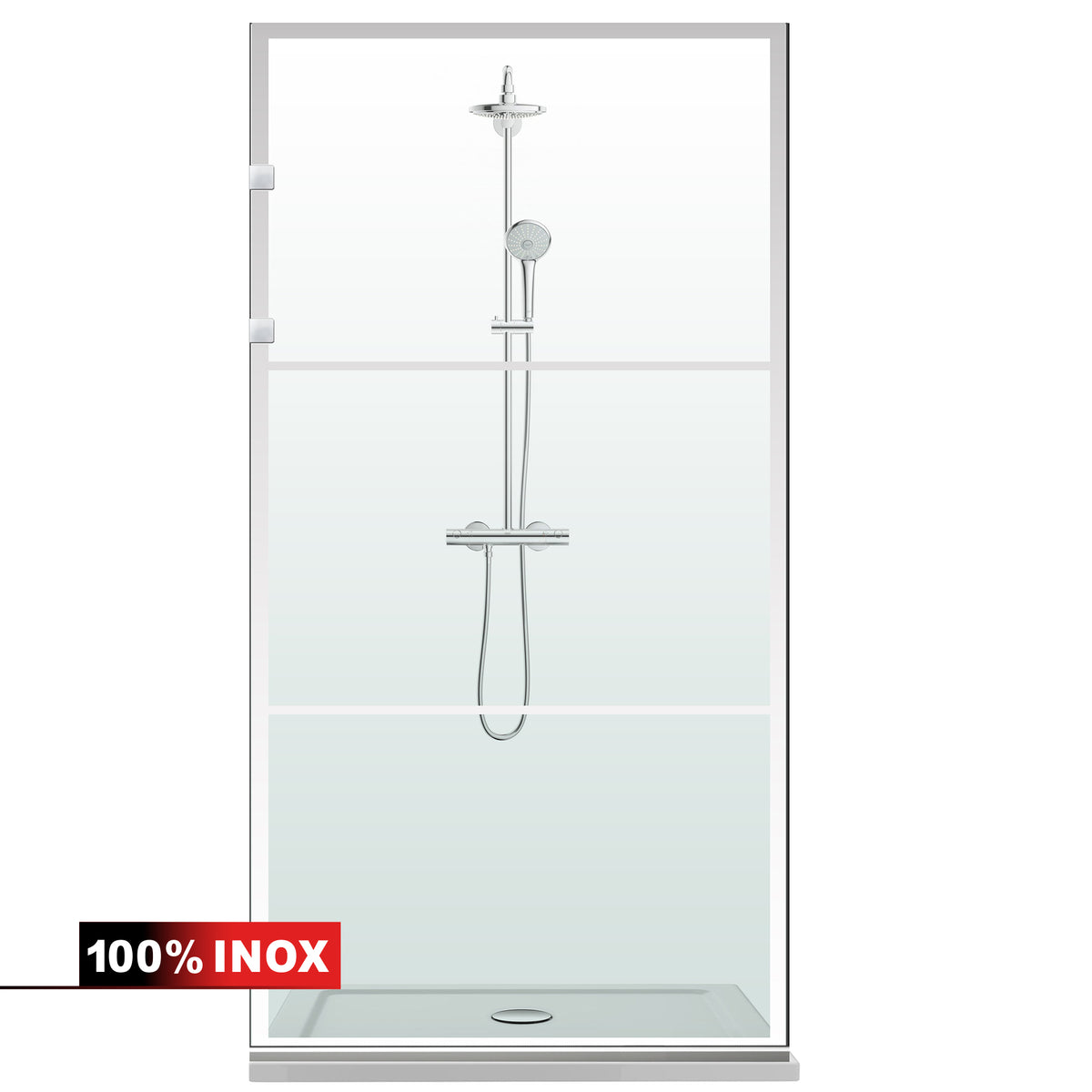 Paravan dus Walk-in, Perete dus Inox, #Clara
