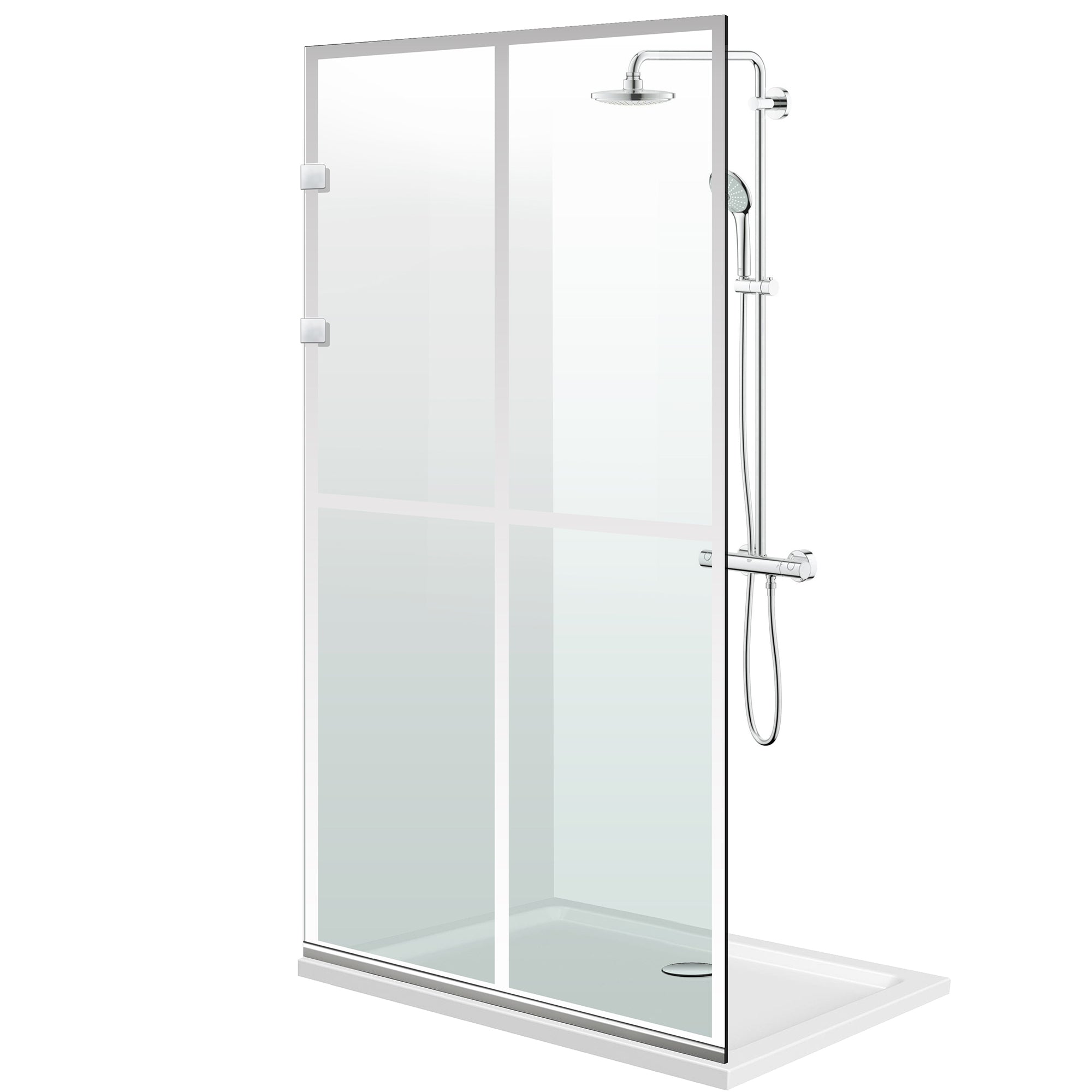 Paravan dus walk-in Aqua Elegance ® INOX, model Basic incolor, feronerie full inox, sticla clara, securizata