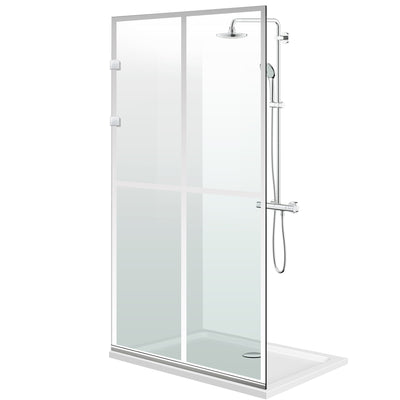 Paravan dus walk-in Aqua Elegance ® INOX, model Basic incolor, feronerie full inox, sticla clara, securizata