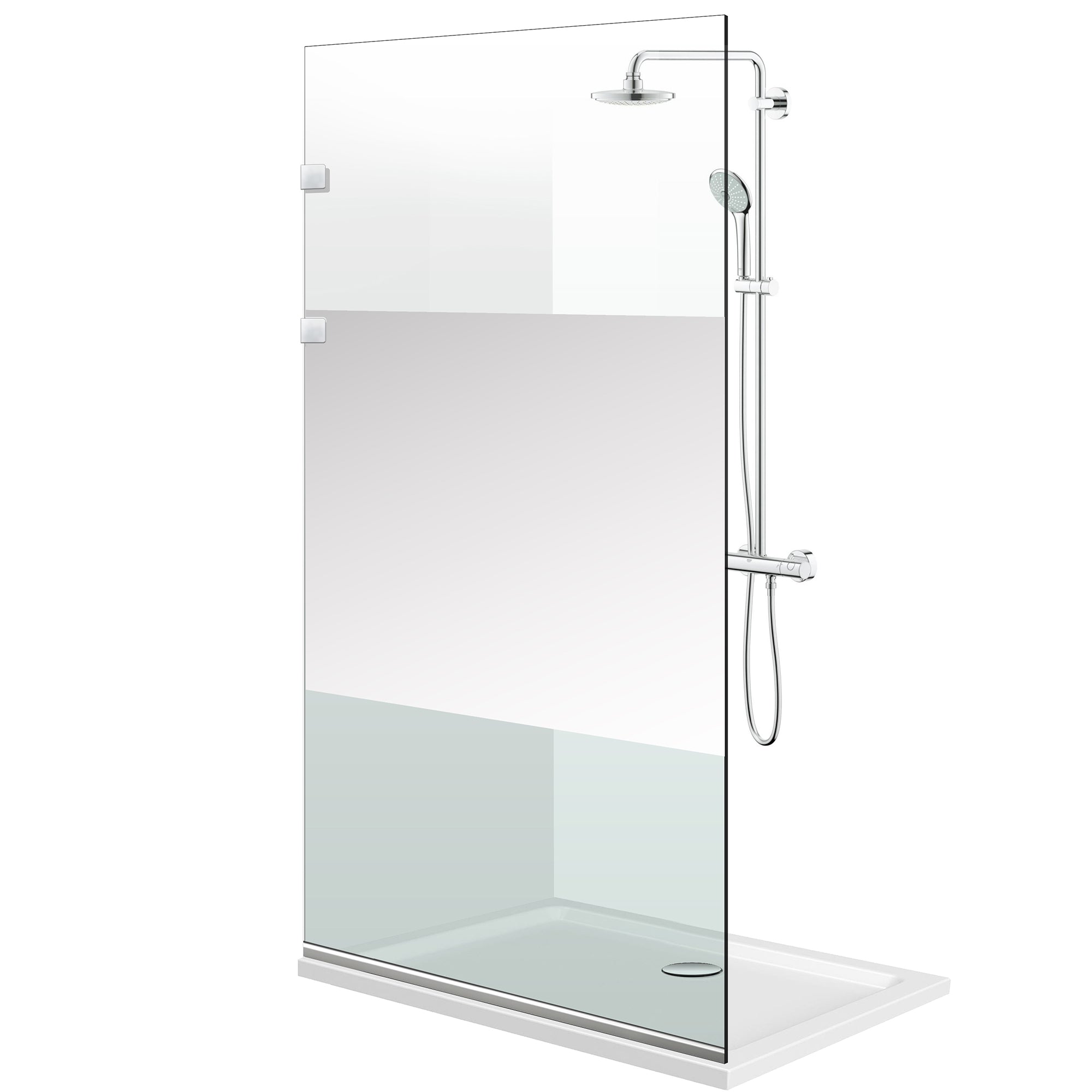 Paravan dus walk-in Aqua Elegance ® INOX, model Line incolor, feronerie full inox, sticla clara, securizata
