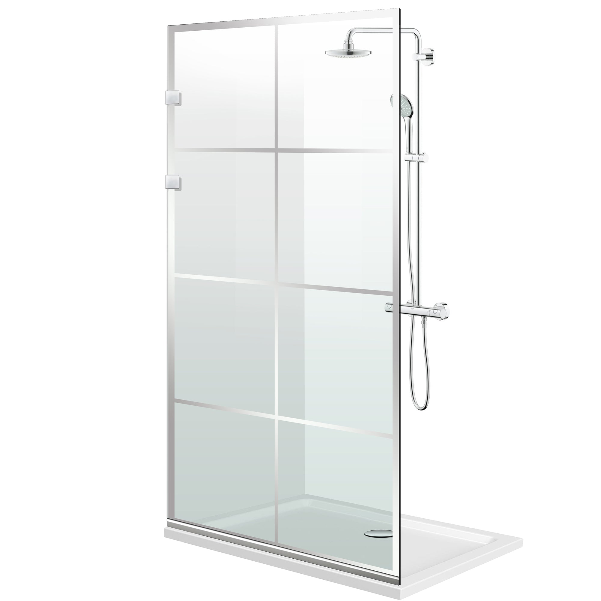 Paravan dus walk-in Aqua Elegance ® INOX, model Mode incolor, feronerie full inox, sticla clara, securizata