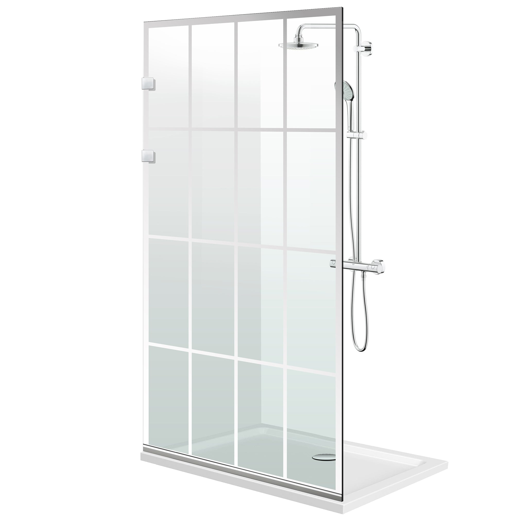Paravan dus walk-in Aqua Elegance ® INOX, model Rank incolor, feronerie full inox, sticla clara, securizata