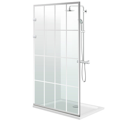 Paravan dus walk-in Aqua Elegance ® INOX, model Rank incolor, feronerie full inox, sticla clara, securizata