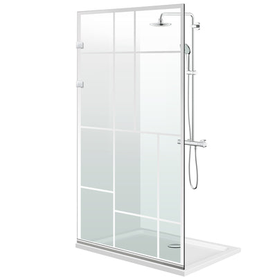 Paravan dus walk-in Aqua Elegance ® INOX, model Urban incolor, feronerie full inox, sticla clara, securizata