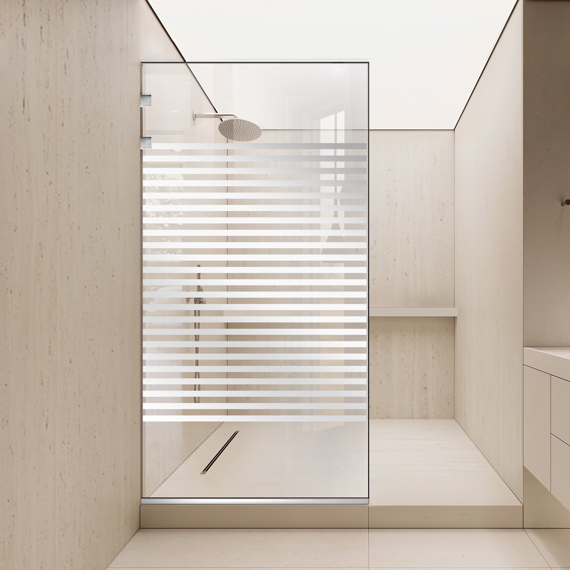 Paravan dus Walk-in, Perete dus Inox, #Clara