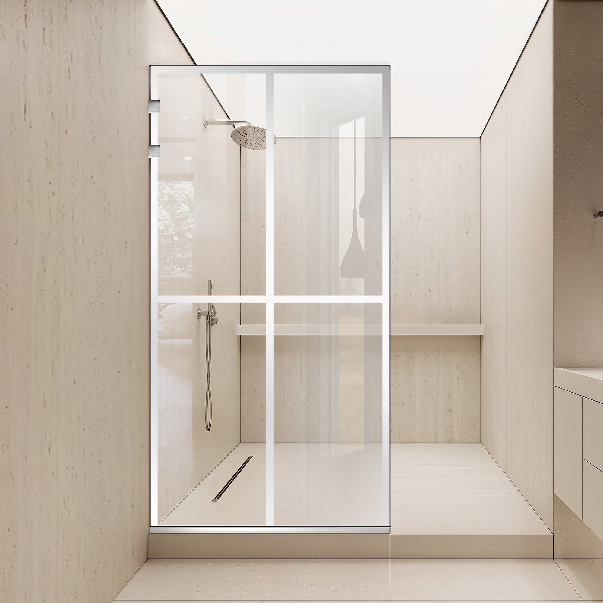 Paravan dus Walk-in, Perete dus Inox, #Clara