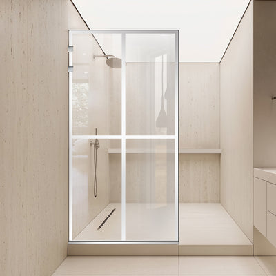 Paravan dus Walk-in, Perete dus Inox, #Clara