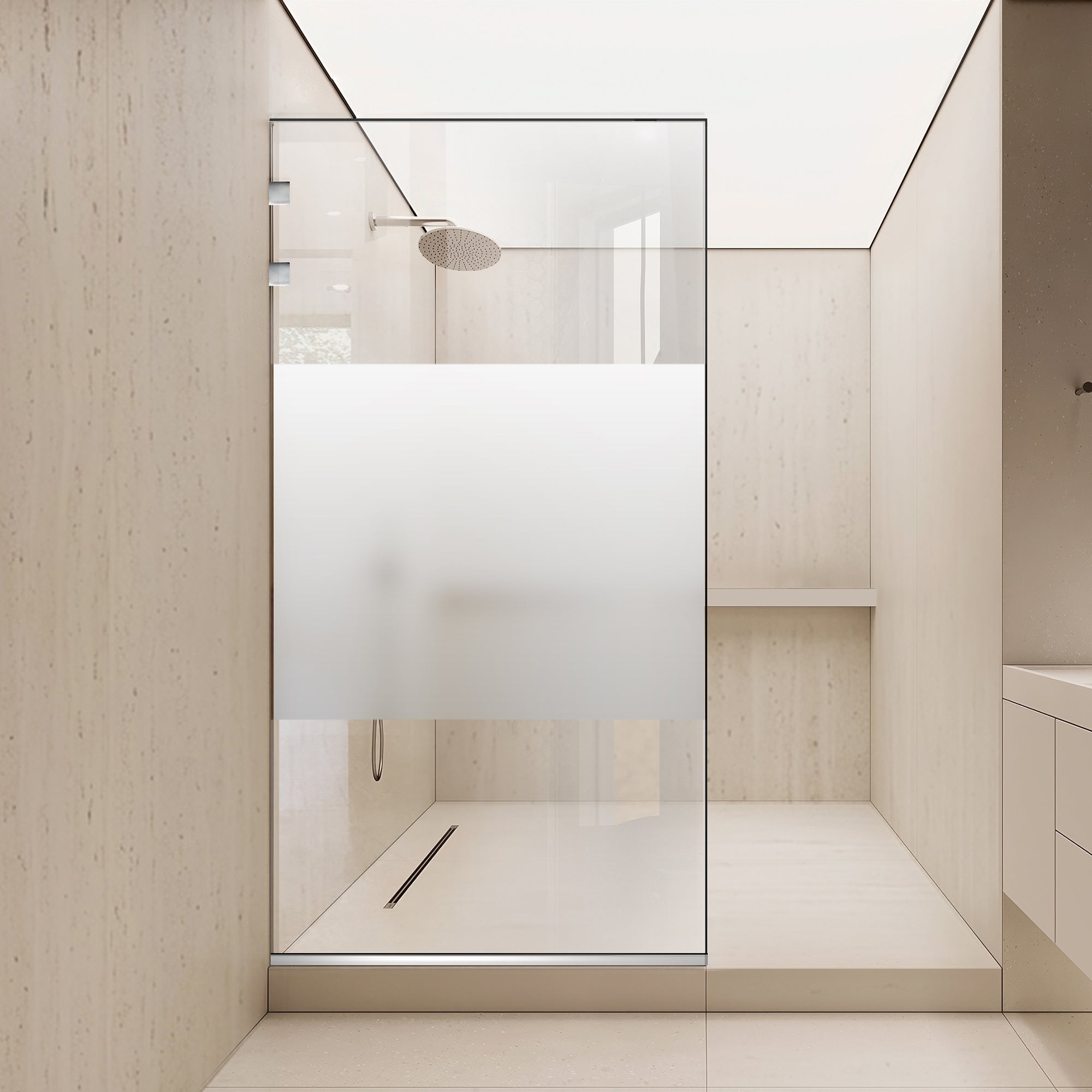Paravan dus Walk-in, Perete dus Inox, #Clara