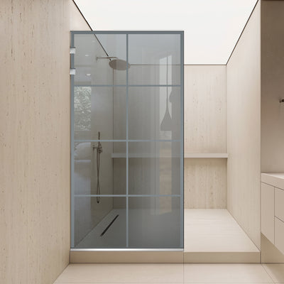 Paravan dus Walk-in, Perete dus Inox, #Gri
