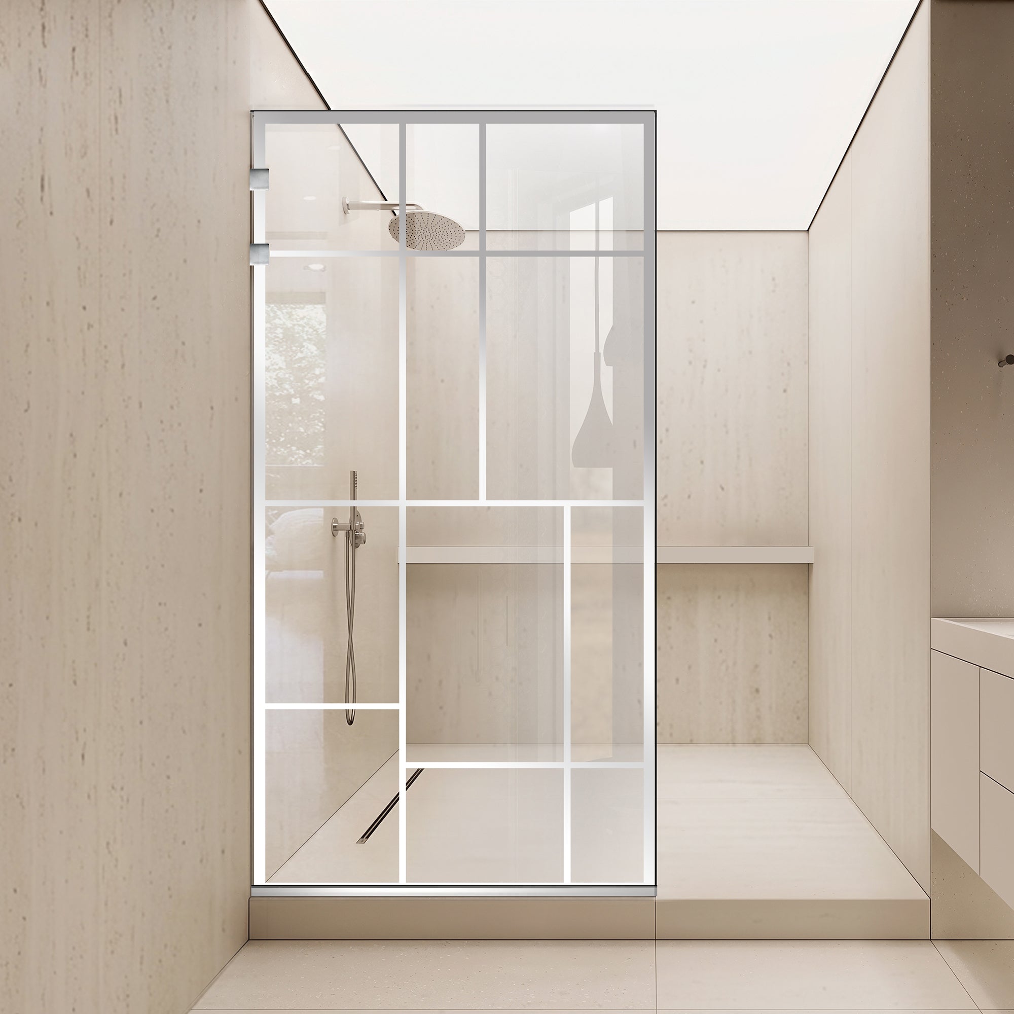 Paravan dus Walk-in, Perete dus Inox, #Clara