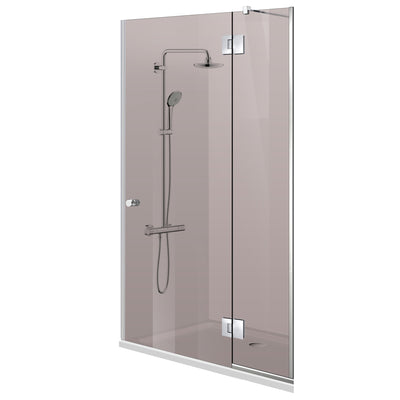 Usa dus cu perete fix Aqua Line Plus feronerie 100% INOX negru mat, bara reglabila, sticla securizata 6 mm