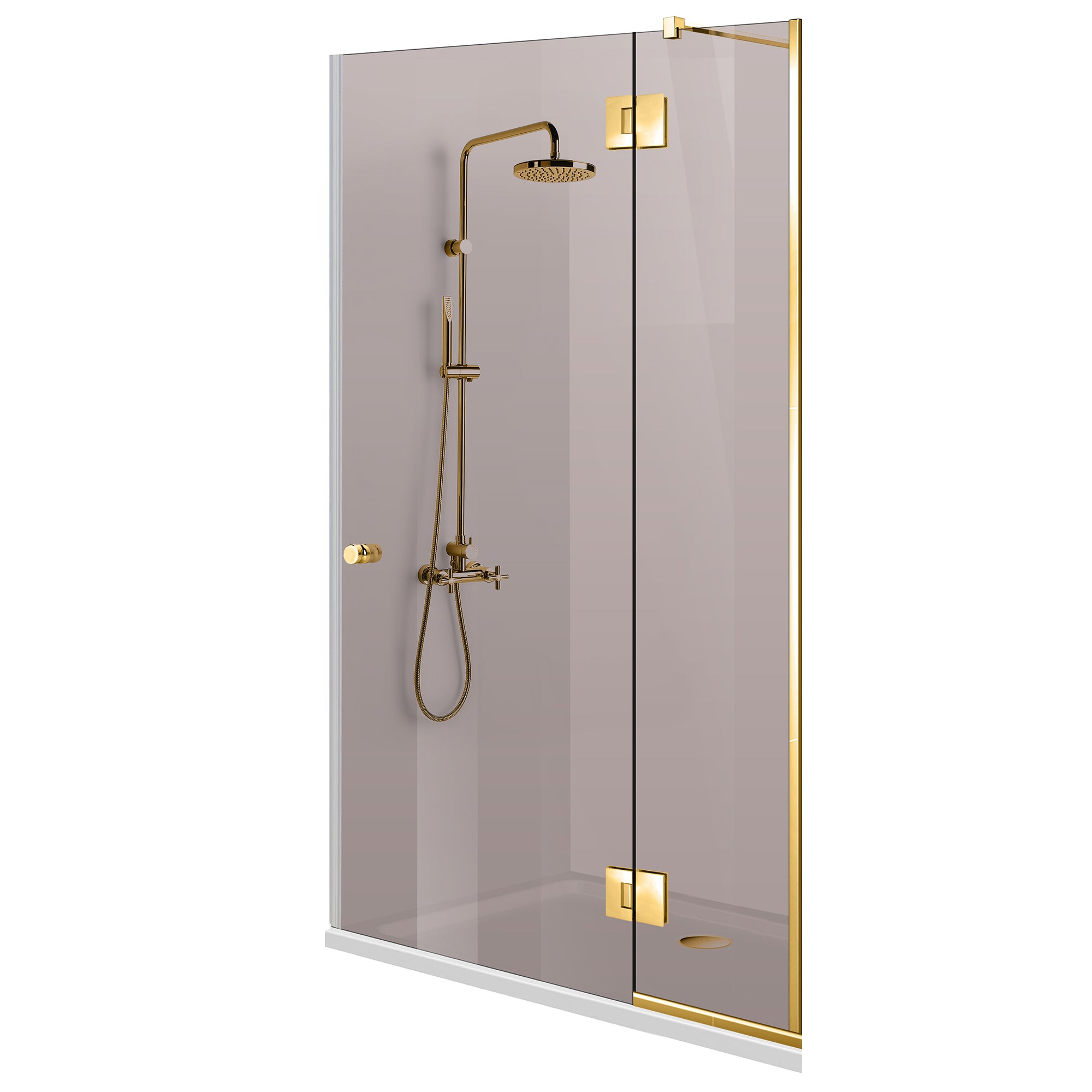 Usa dus cu perete fix Aqua Line Plus feronerie 100% INOX cupru, bara reglabila, sticla securizata 8 mm