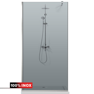 Paravan dus Walk-in, Perete dus  Inox, #Gri #Szürke
