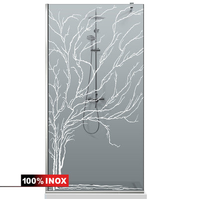 Paravan dus Walk-in, Perete dus  Inox, #Gri #Szürke