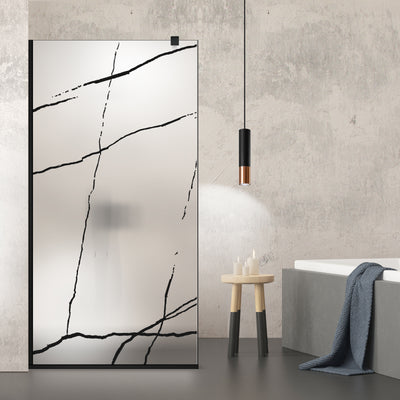 Paravan dus Walk-in, Perete dus  Negru, #Mat #Matt