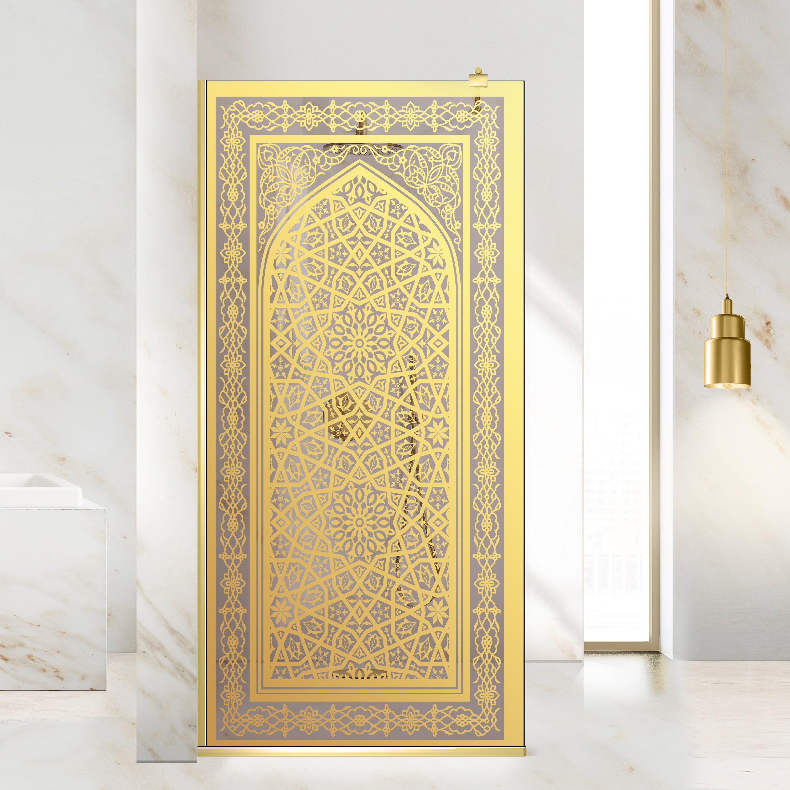 Paravan dus Walk-in, Perete dus  Auriu, #Bronz #Bronz
