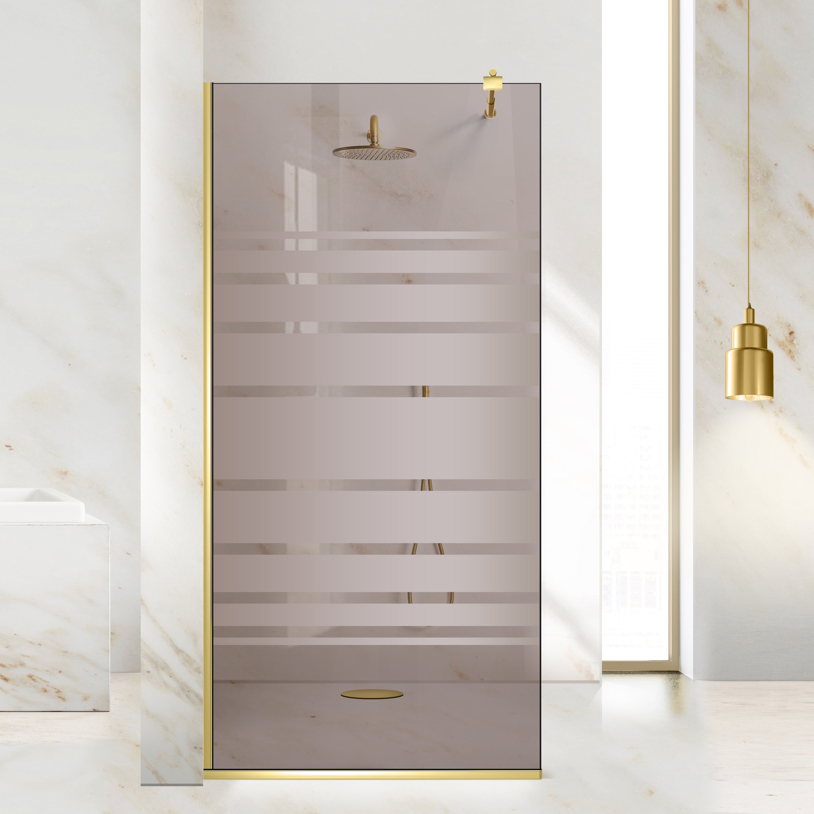 Paravan dus Walk-in, Perete dus  Auriu, #Bronz #Bronz
