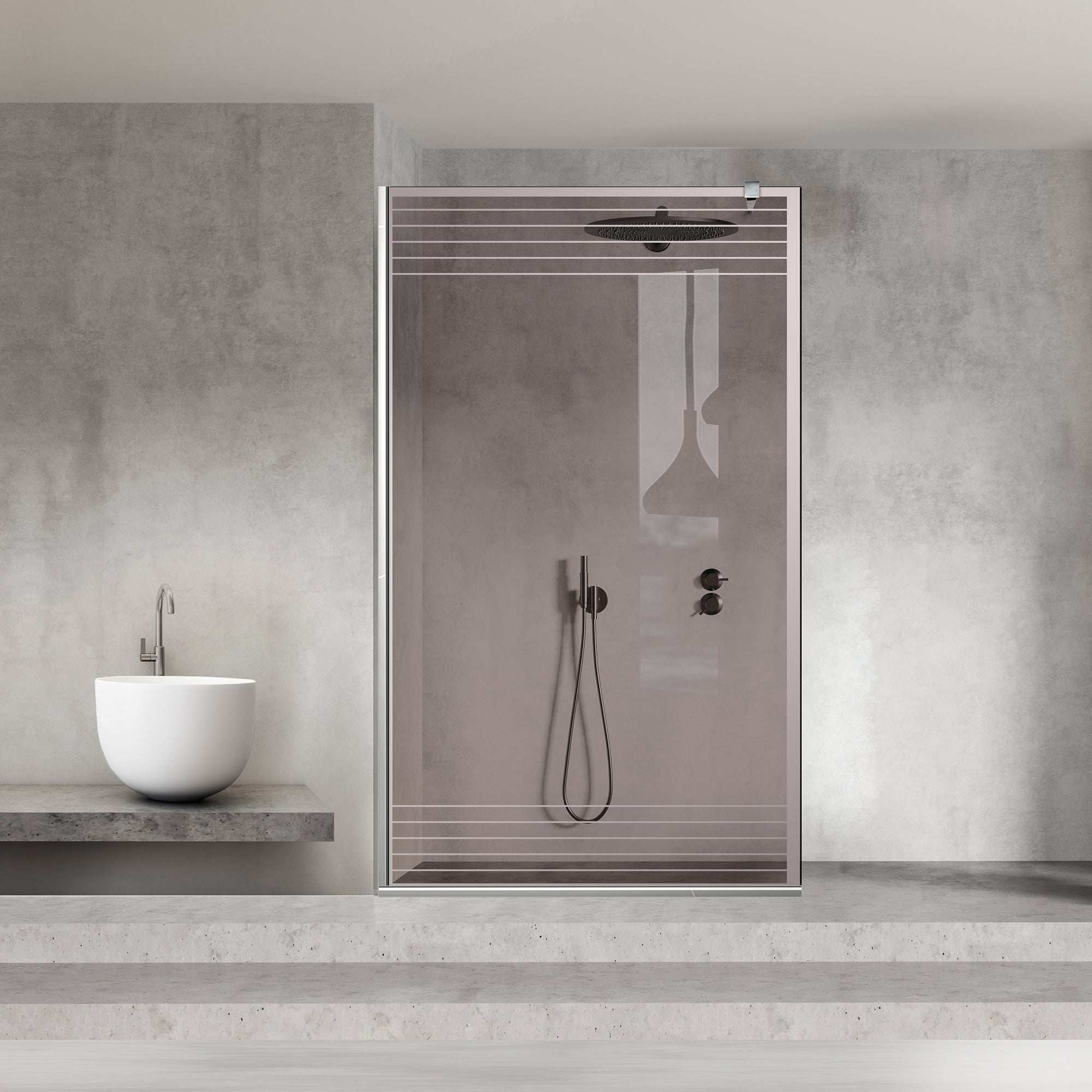 Paravan dus Walk-in, Perete dus  Inox, #Bronz #Bronz