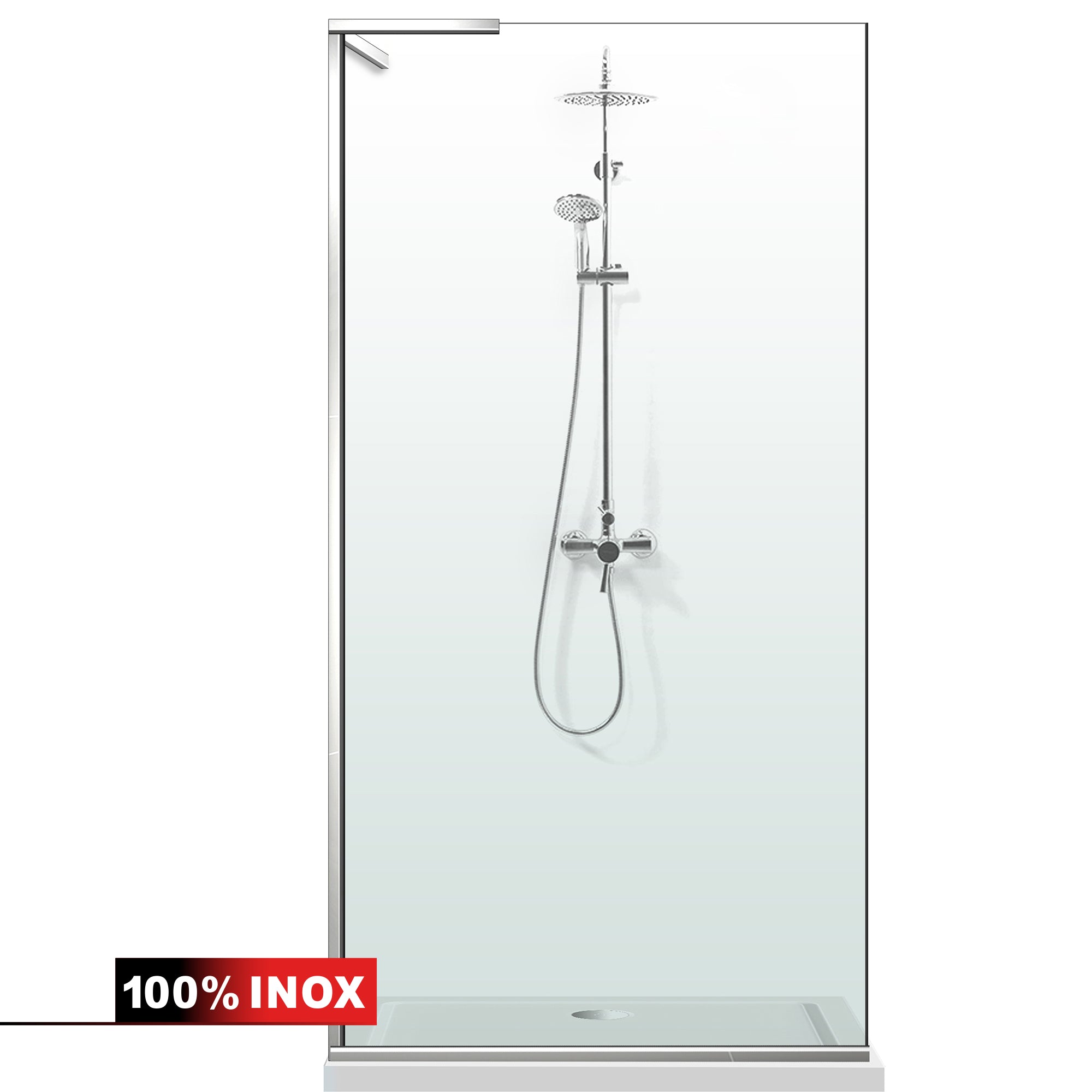 Paravan dus Walk-in, Perete dus Inox, #Clara #Víztiszta